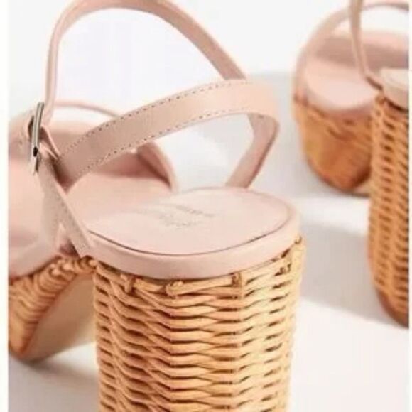 Jeffery Campbell Anthropologie Platform Pink Leather Basket Heels 7 - Picture 8 of 8